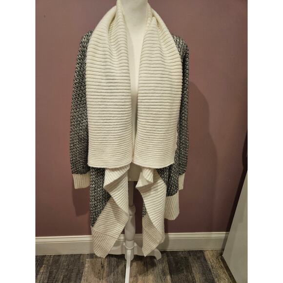 Banana republic wool floppy collar open cardigan wrap knit sweater medium - Picture 4 of 7